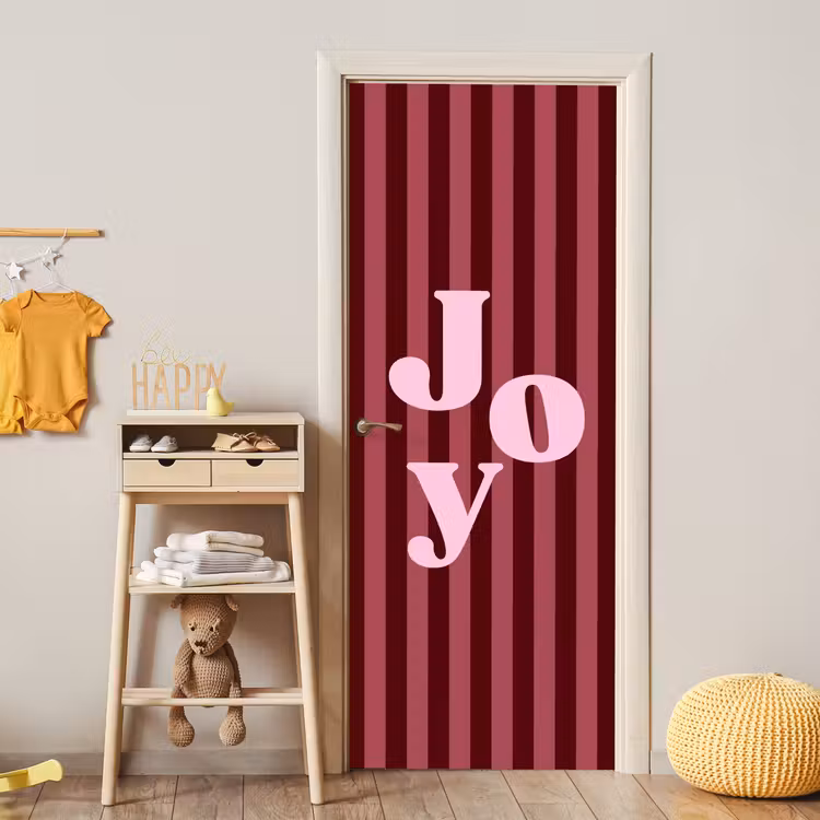 Deursticker - Joy - Kerst - Tekst - Roze — 6