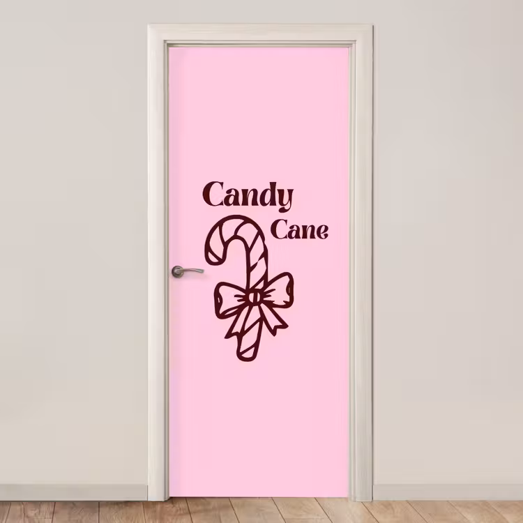 Deursticker - Kerst - Snoep - Tekst - Bruin - Roze — 1