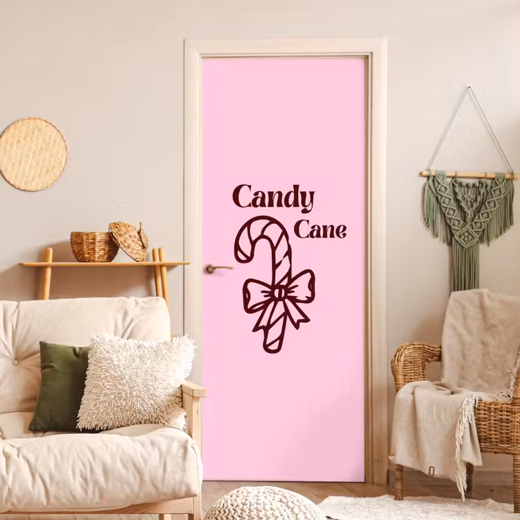 Deursticker - Kerst - Snoep - Tekst - Bruin - Roze — 4