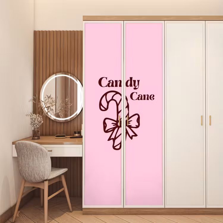 Deursticker - Kerst - Snoep - Tekst - Bruin - Roze — 5