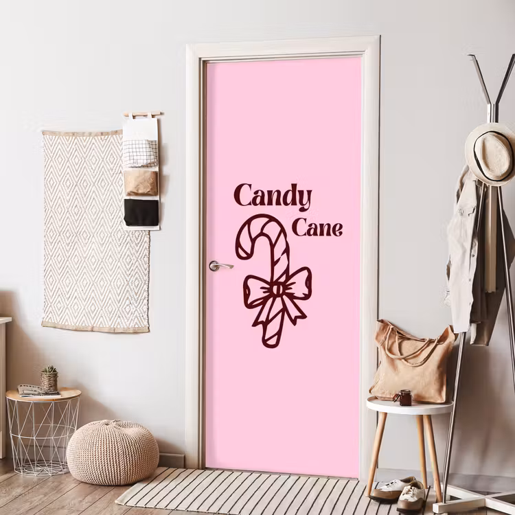 Deursticker - Kerst - Snoep - Tekst - Bruin - Roze — 8