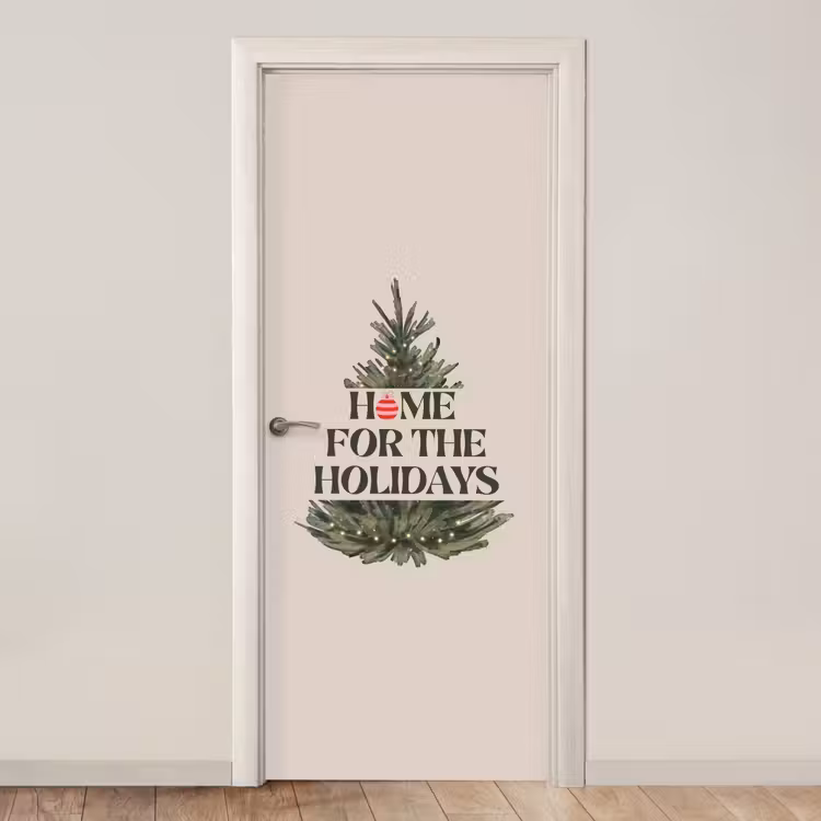 Deursticker - Kerst - Tekst - Kerstboom - Beige — 1