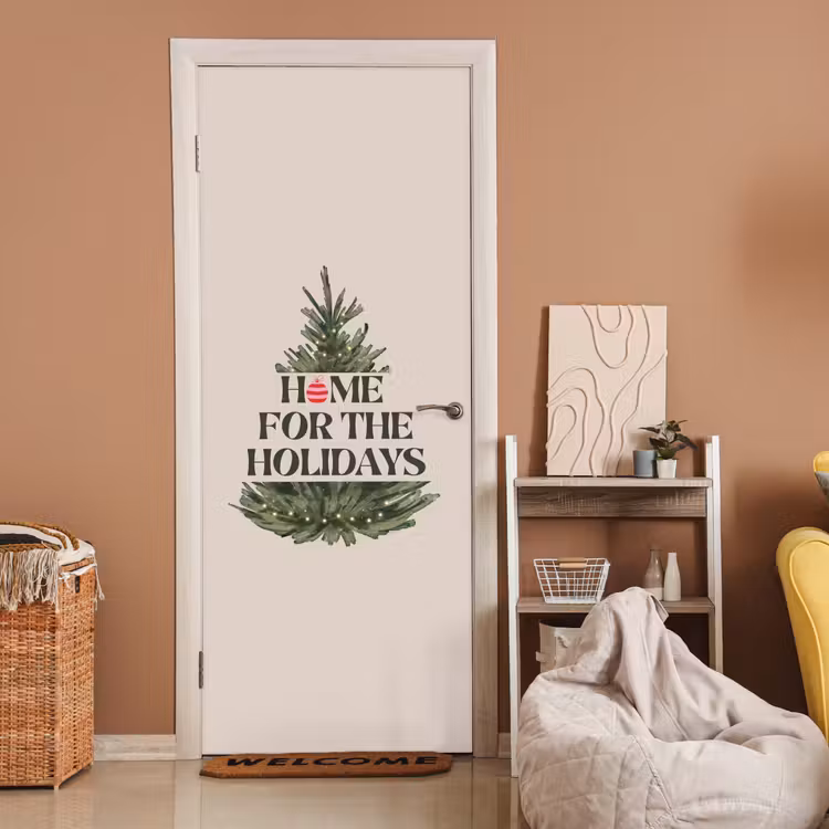 Deursticker - Kerst - Tekst - Kerstboom - Beige — 2