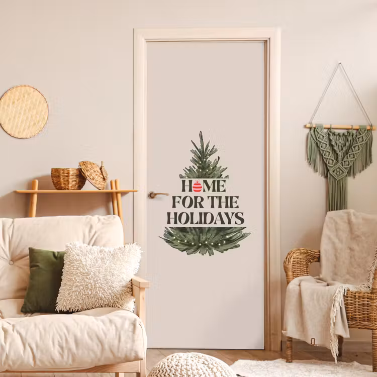 Deursticker - Kerst - Tekst - Kerstboom - Beige — 4