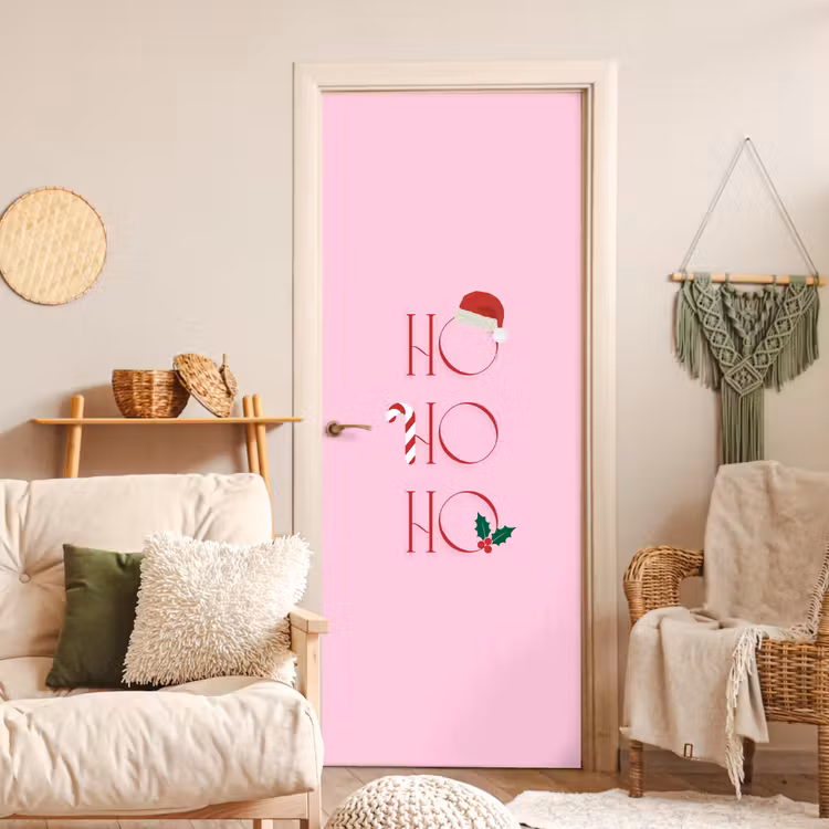 Deursticker - Kerst - Tekst - Roze - Illustratie — 4