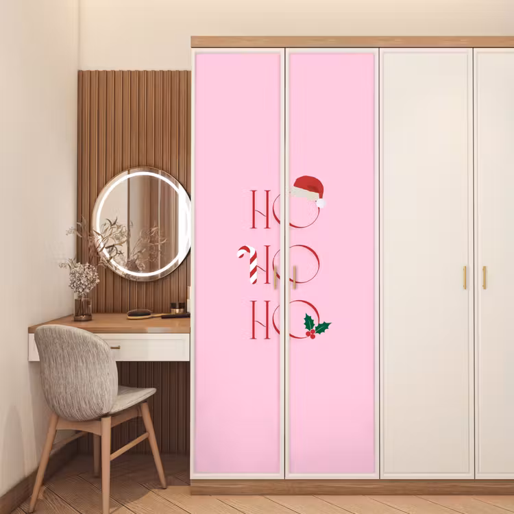 Deursticker - Kerst - Tekst - Roze - Illustratie — 5