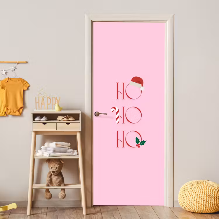 Deursticker - Kerst - Tekst - Roze - Illustratie — 6