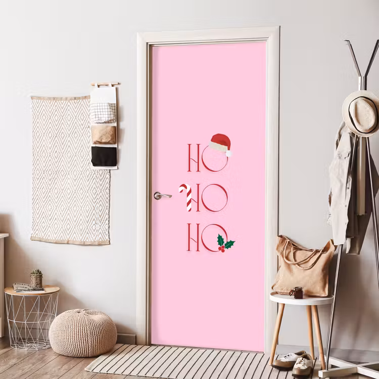 Deursticker - Kerst - Tekst - Roze - Illustratie — 8