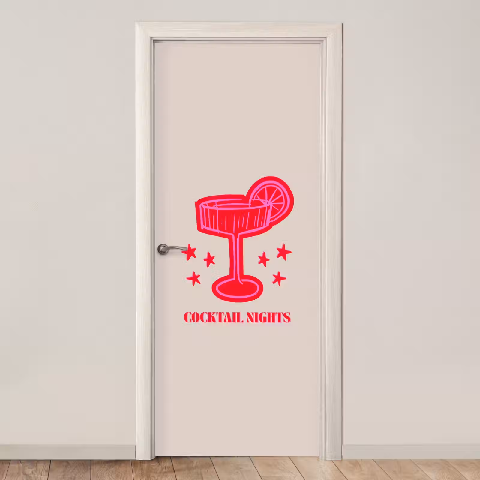 Deursticker - Cocktail - Kerst - Beige - Roze — 1