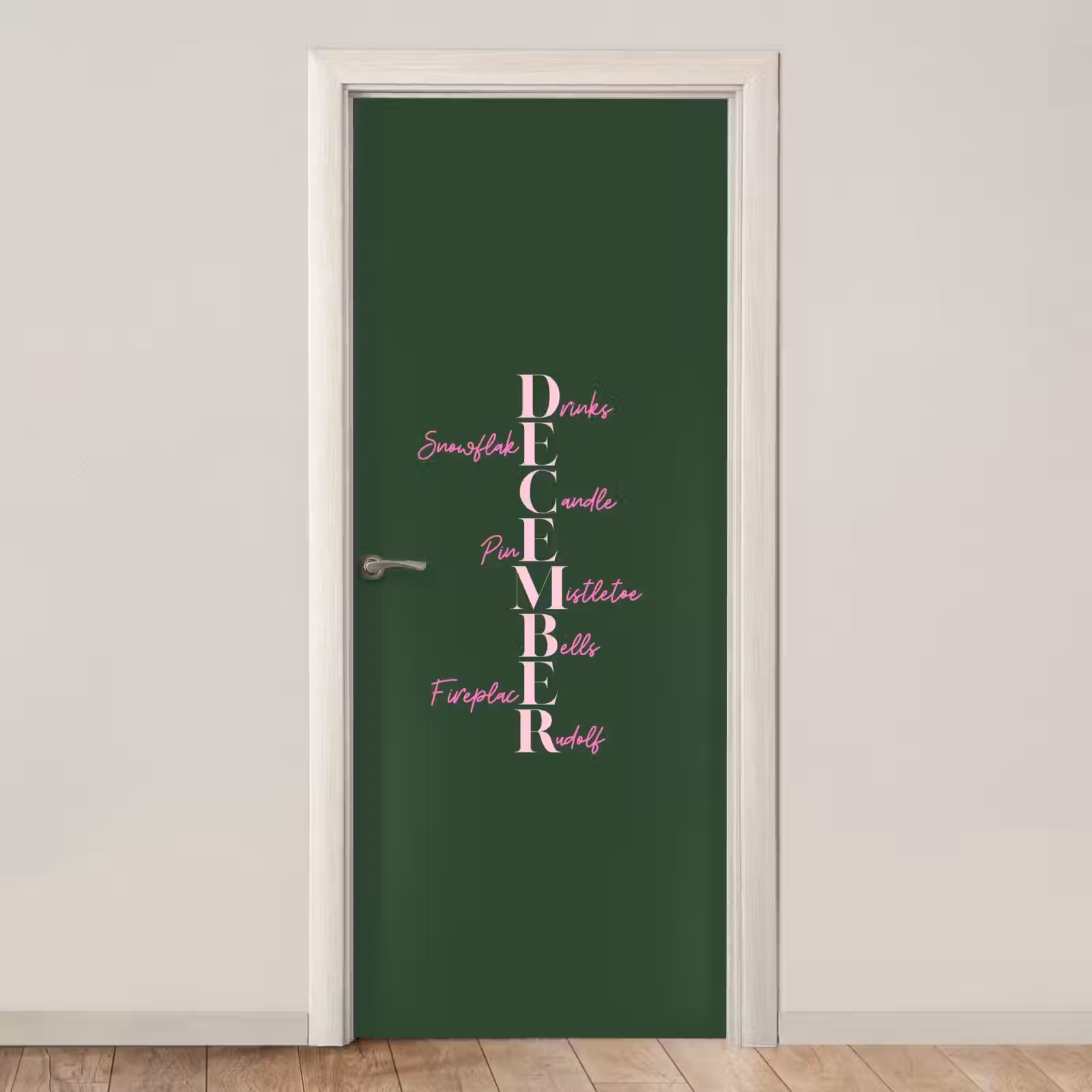 Deursticker - December - Tekst - Kerst - Groen — 1