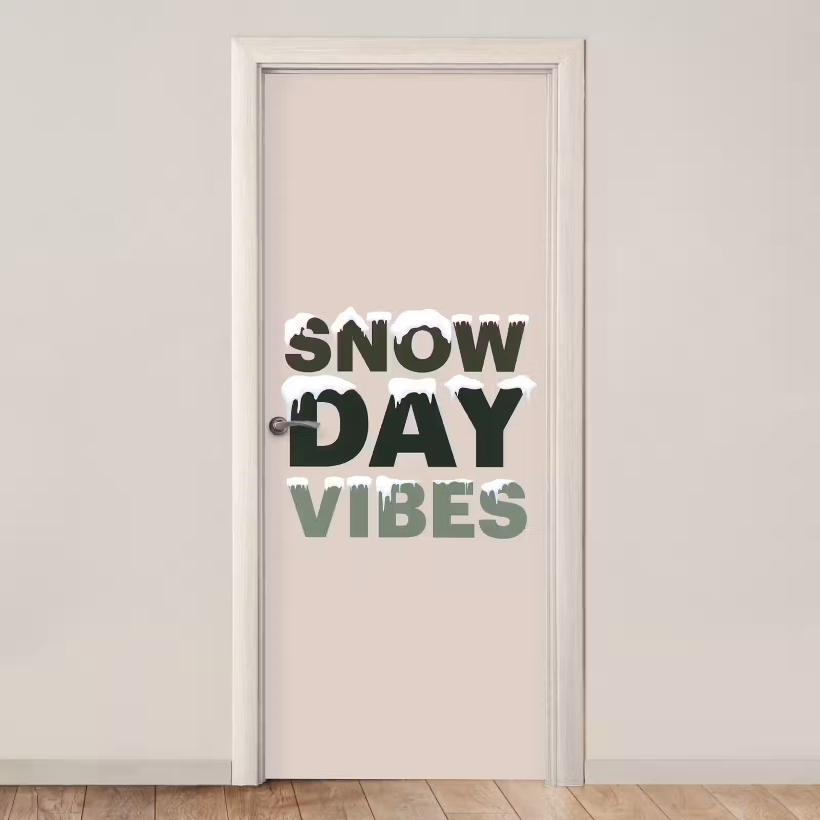 Deursticker - Sneeuw - Tekst - Kerst - Beige — 1