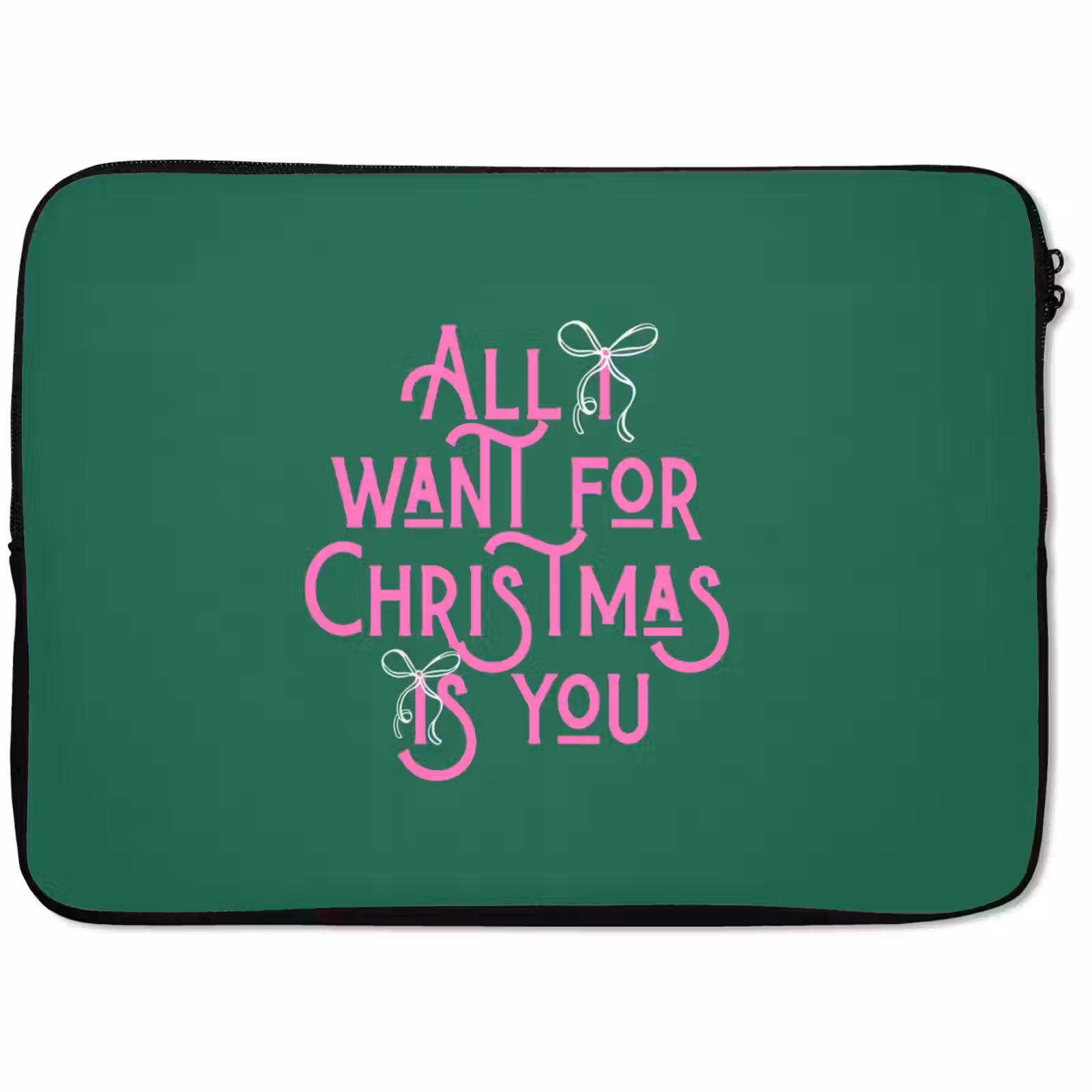 Laptophoes Kerst - Tekst - Roze - Groen — 1
