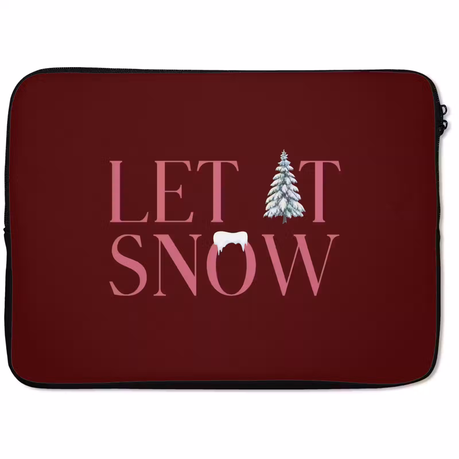 Laptophoes Tekst - Kerst - Sneeuw - Roze — 1