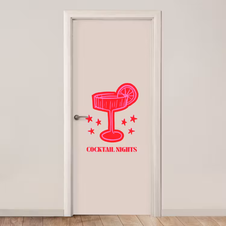 Deursticker - Cocktail - Kerst - Beige - Roze — 1