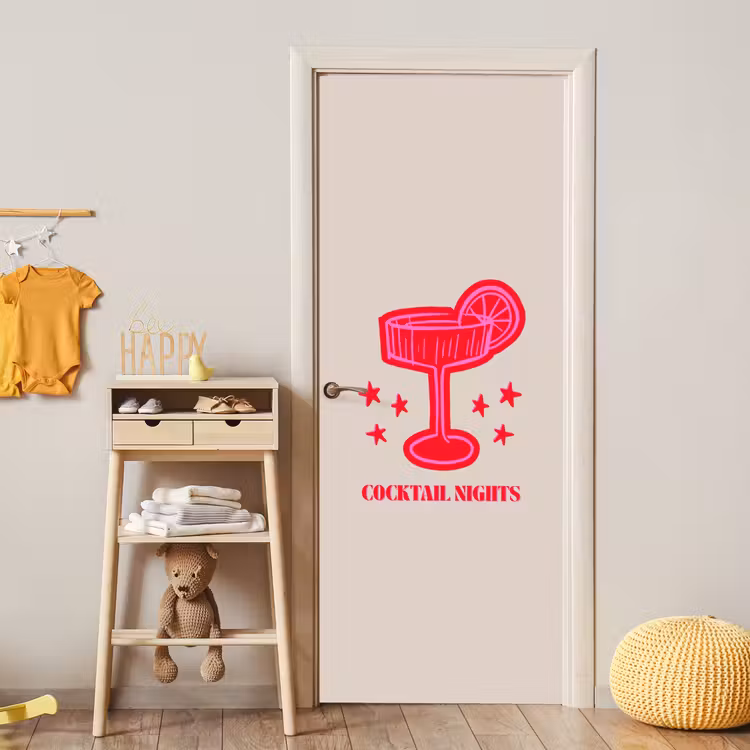 Deursticker - Cocktail - Kerst - Beige - Roze — 6