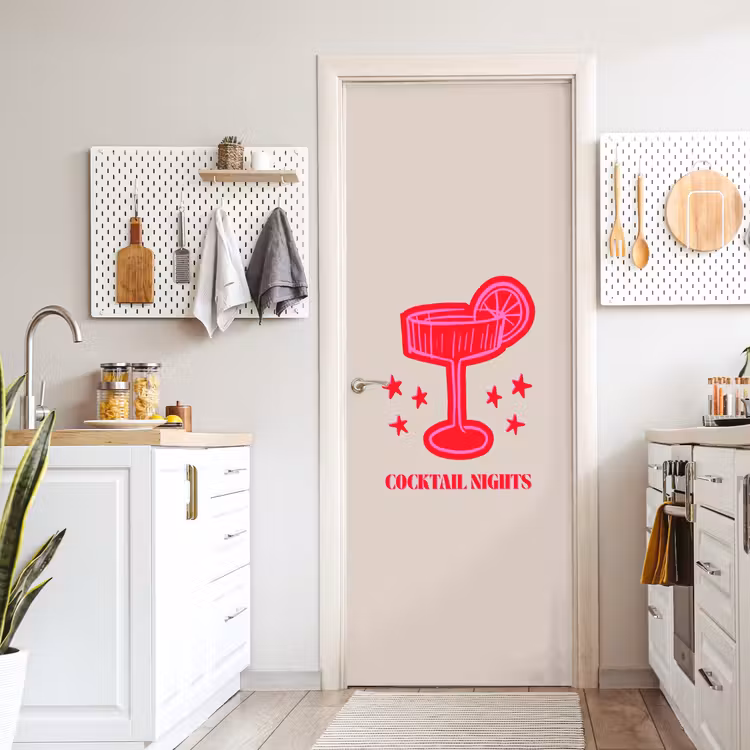 Deursticker - Cocktail - Kerst - Beige - Roze — 7