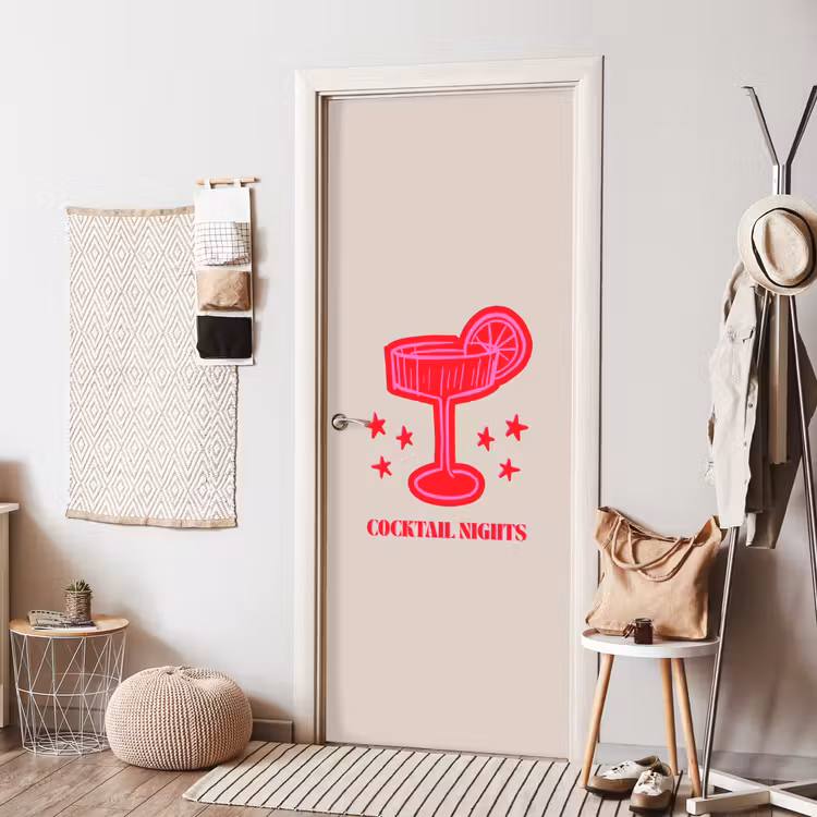 Deursticker - Cocktail - Kerst - Beige - Roze — 8