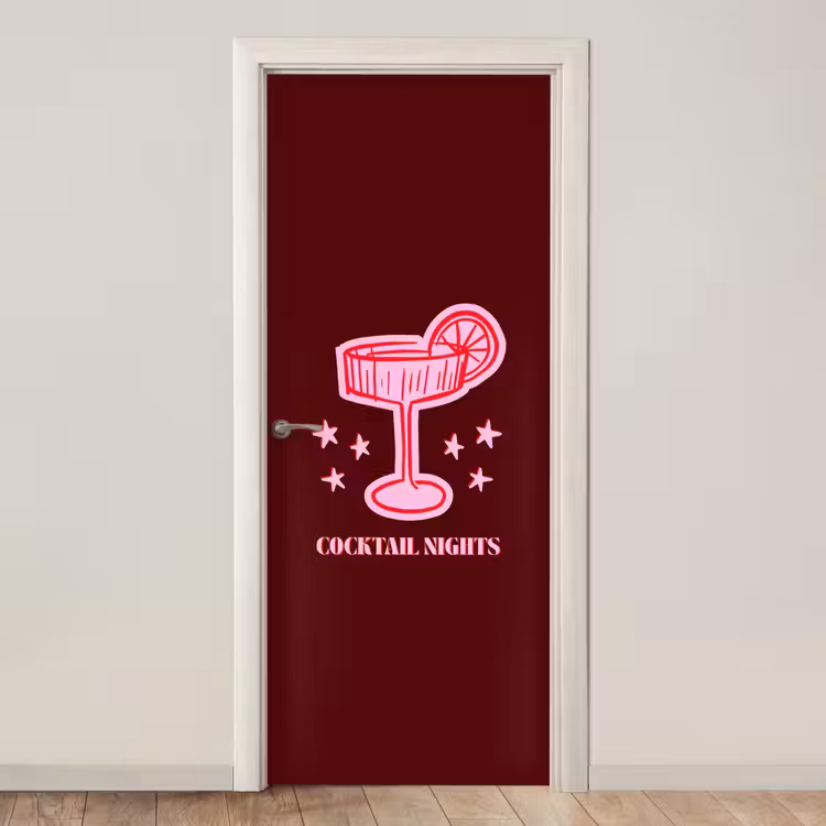 Deursticker - Cocktail - Kerst - Burgundy - Roze — 1