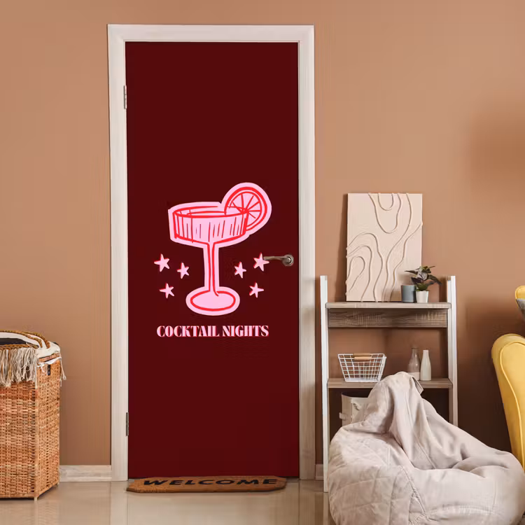 Deursticker - Cocktail - Kerst - Burgundy - Roze — 2