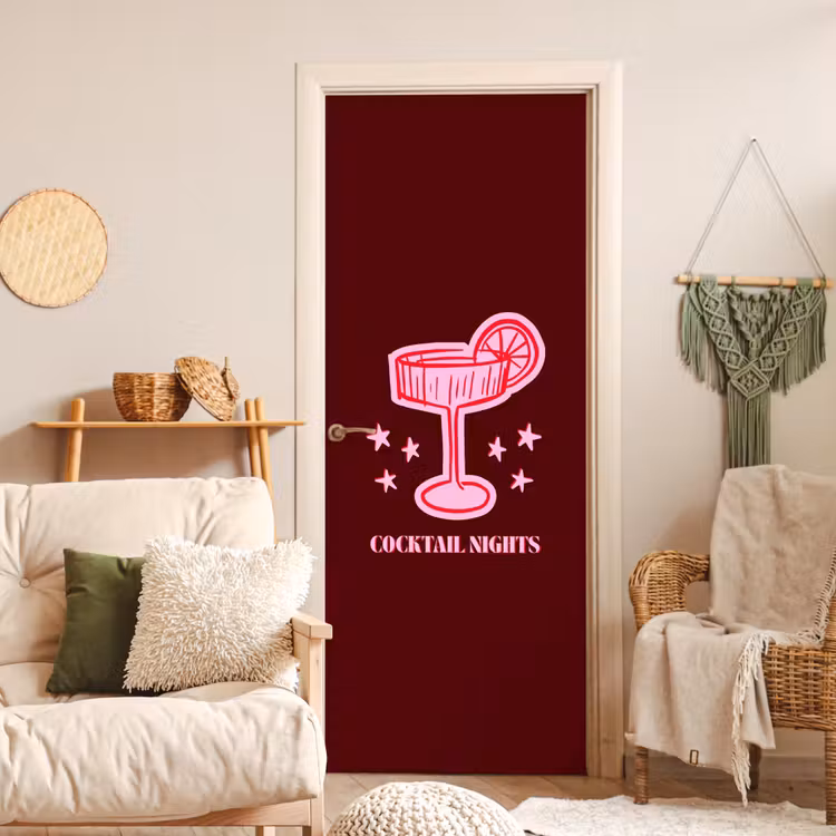 Deursticker - Cocktail - Kerst - Burgundy - Roze — 4