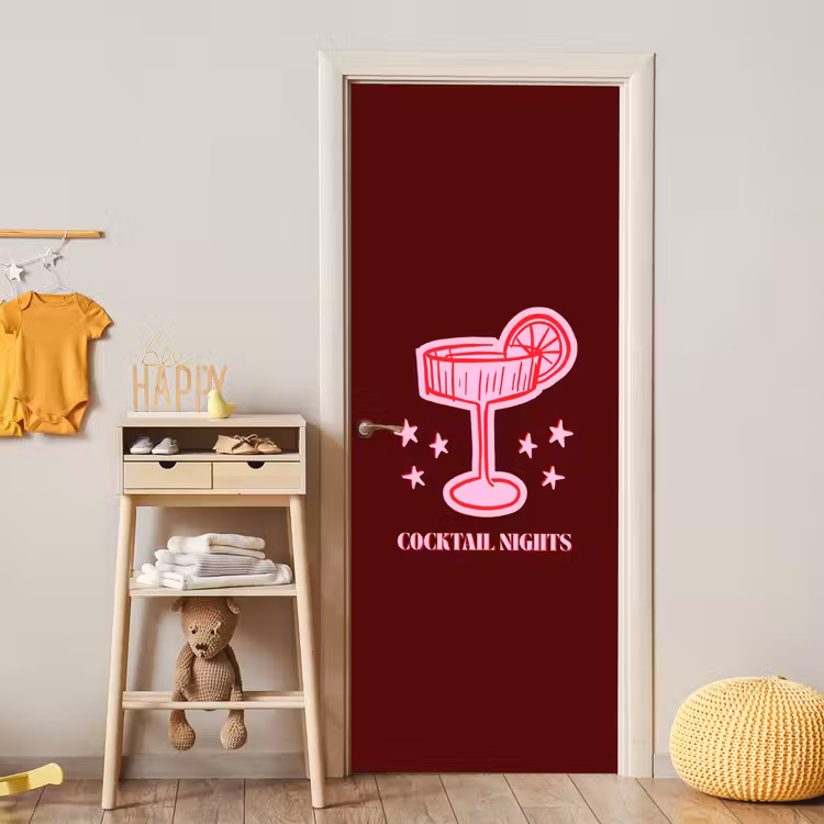 Deursticker - Cocktail - Kerst - Burgundy - Roze — 6
