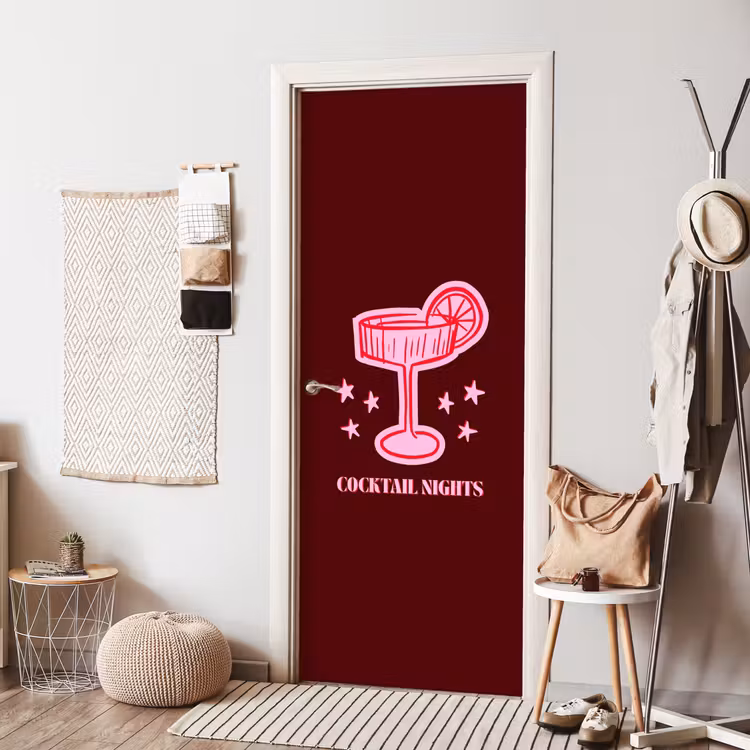 Deursticker - Cocktail - Kerst - Burgundy - Roze — 8