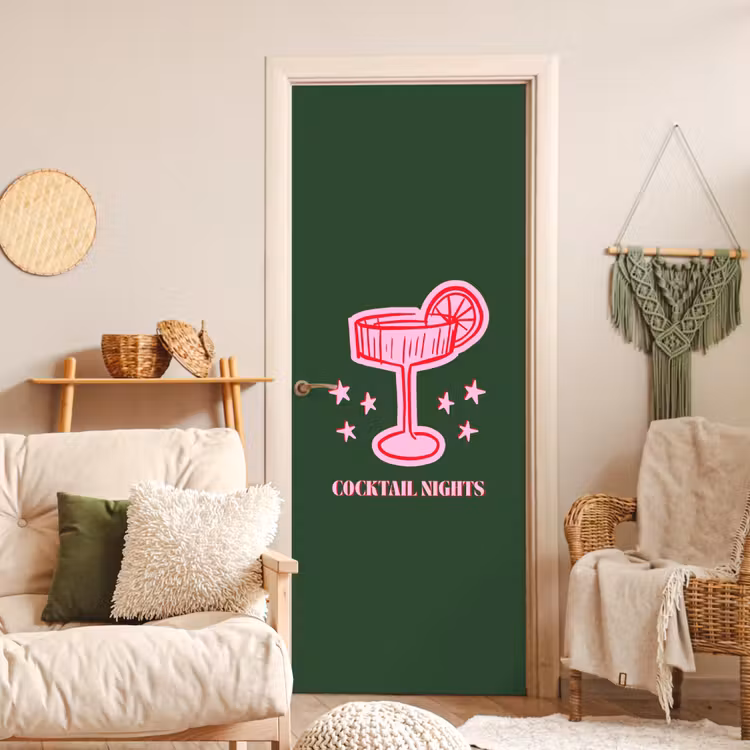 Deursticker - Cocktail - Kerst - Roze - Groen — 4