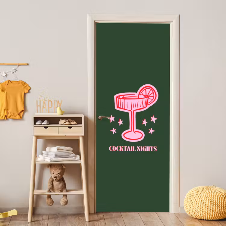 Deursticker - Cocktail - Kerst - Roze - Groen — 6