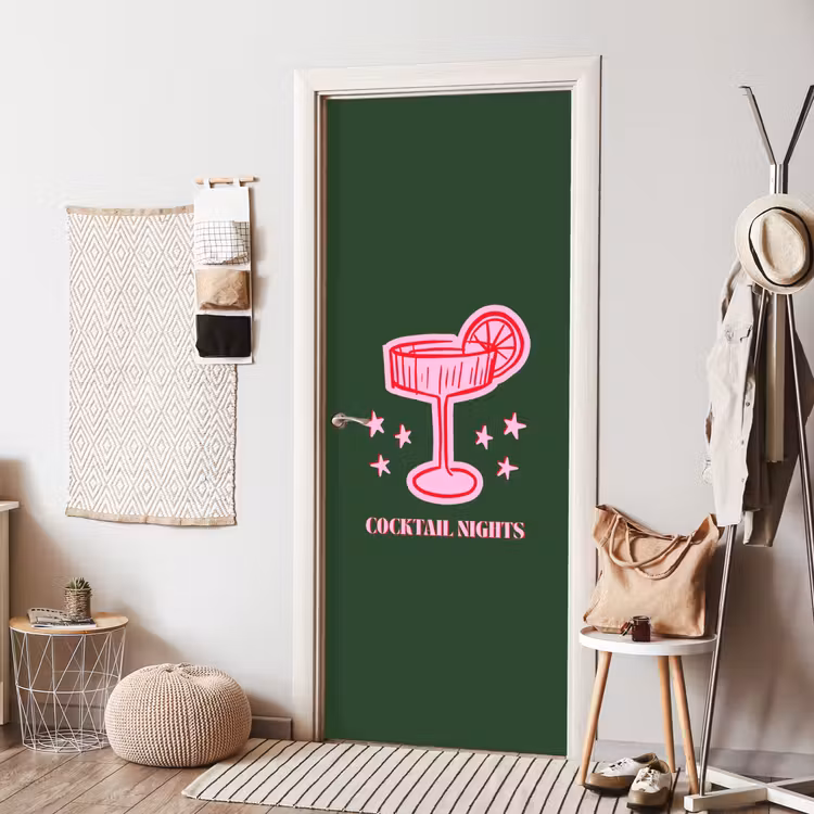 Deursticker - Cocktail - Kerst - Roze - Groen — 8
