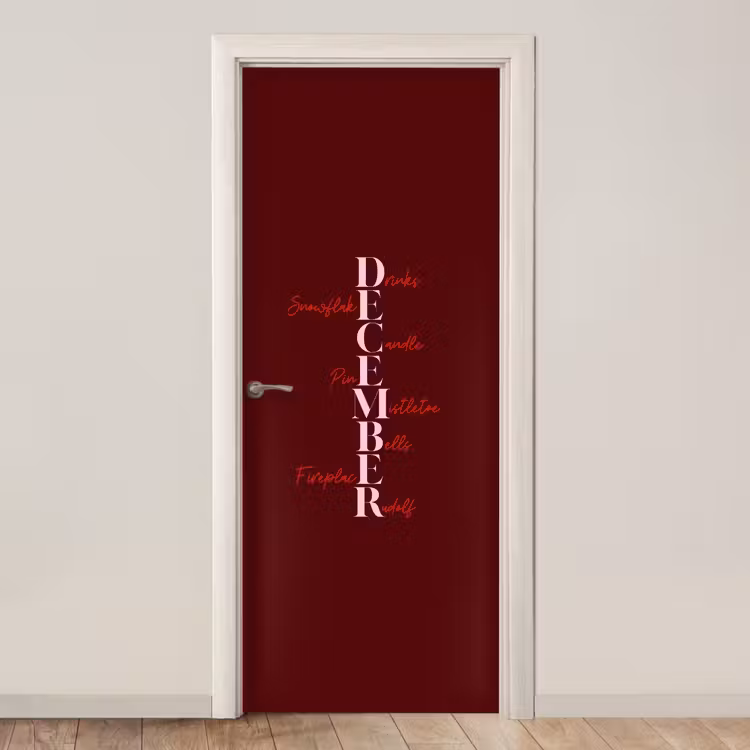 Deursticker - December - Tekst - Kerst - Burgundy — 1