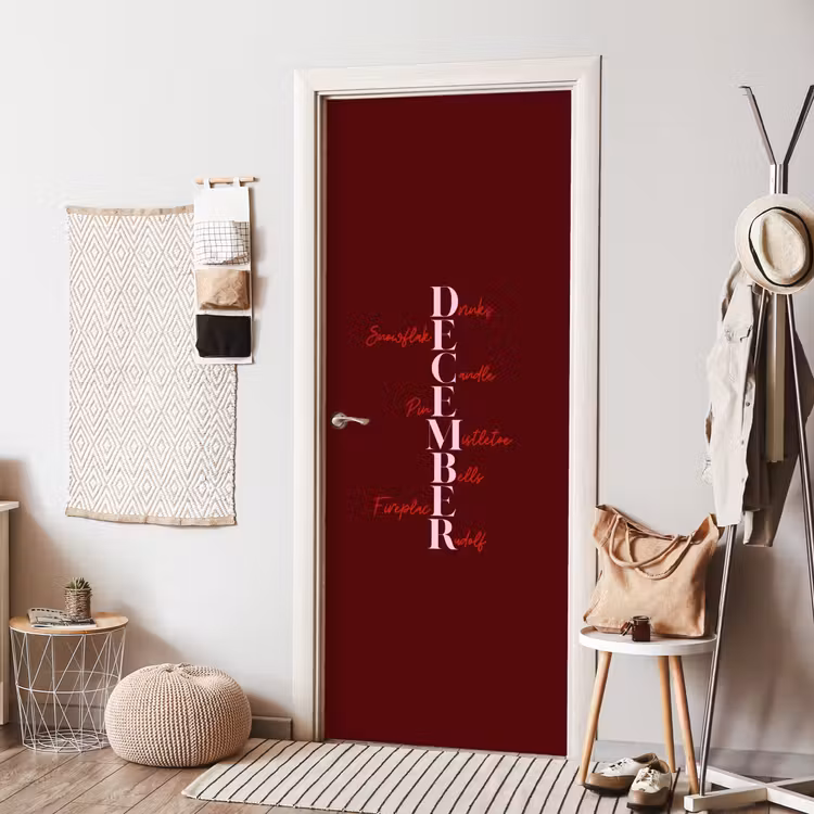 Deursticker - December - Tekst - Kerst - Burgundy — 8