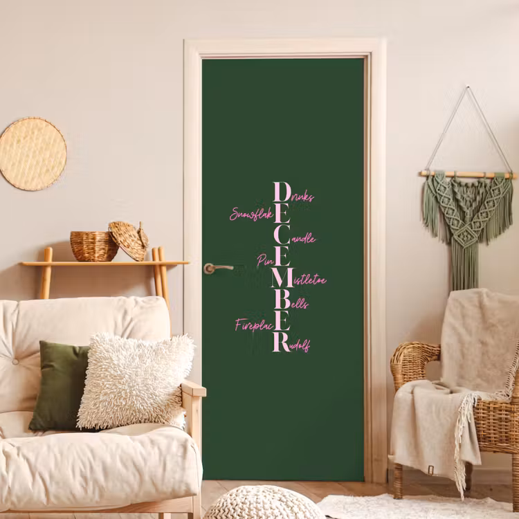 Deursticker - December - Tekst - Kerst - Groen — 4