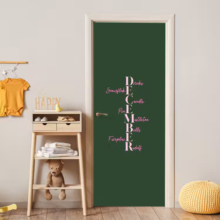 Deursticker - December - Tekst - Kerst - Groen — 6