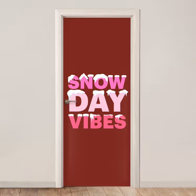 Deursticker - Kerst - Tekst - Sneeuw - Rood - Roze — 1