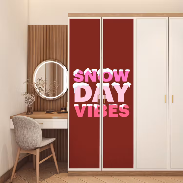 Deursticker - Kerst - Tekst - Sneeuw - Rood - Roze — 5
