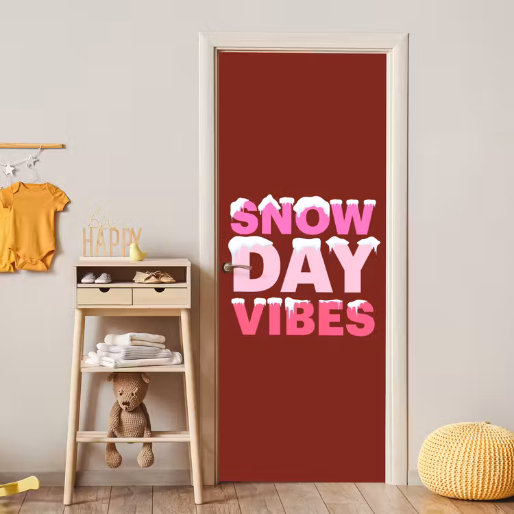 Deursticker - Kerst - Tekst - Sneeuw - Rood - Roze — 6