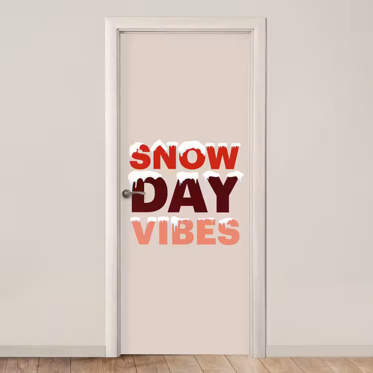 Deursticker - Sneeuw - Kerst - Tekst - Rood — 1