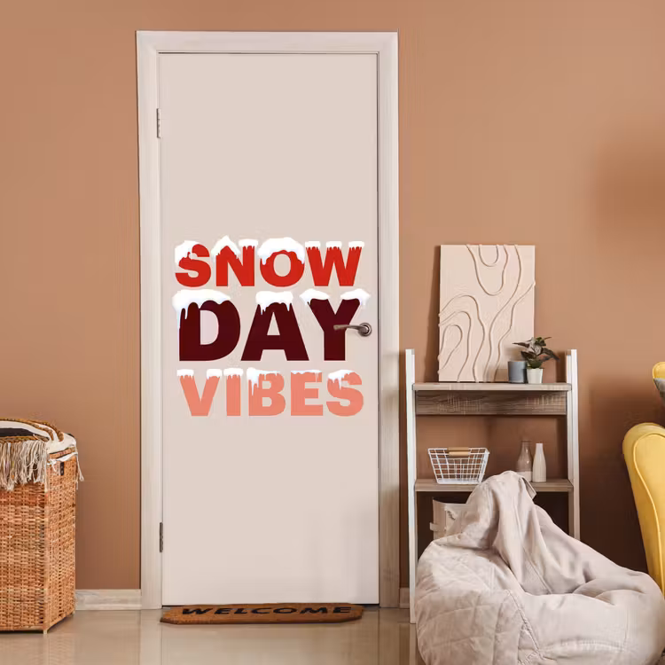 Deursticker - Sneeuw - Kerst - Tekst - Rood — 2