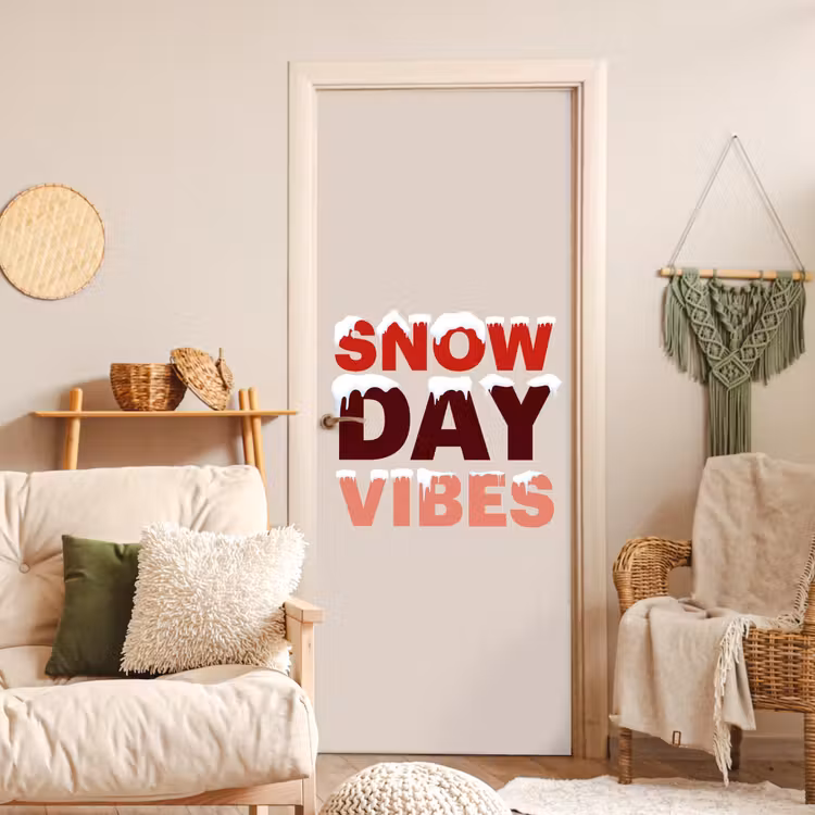 Deursticker - Sneeuw - Kerst - Tekst - Rood — 4