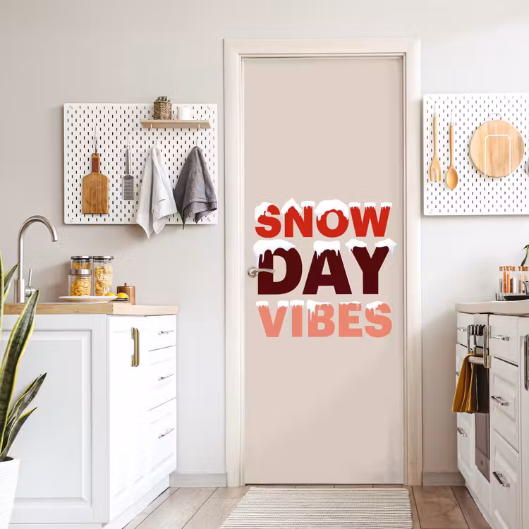Deursticker - Sneeuw - Kerst - Tekst - Rood — 7