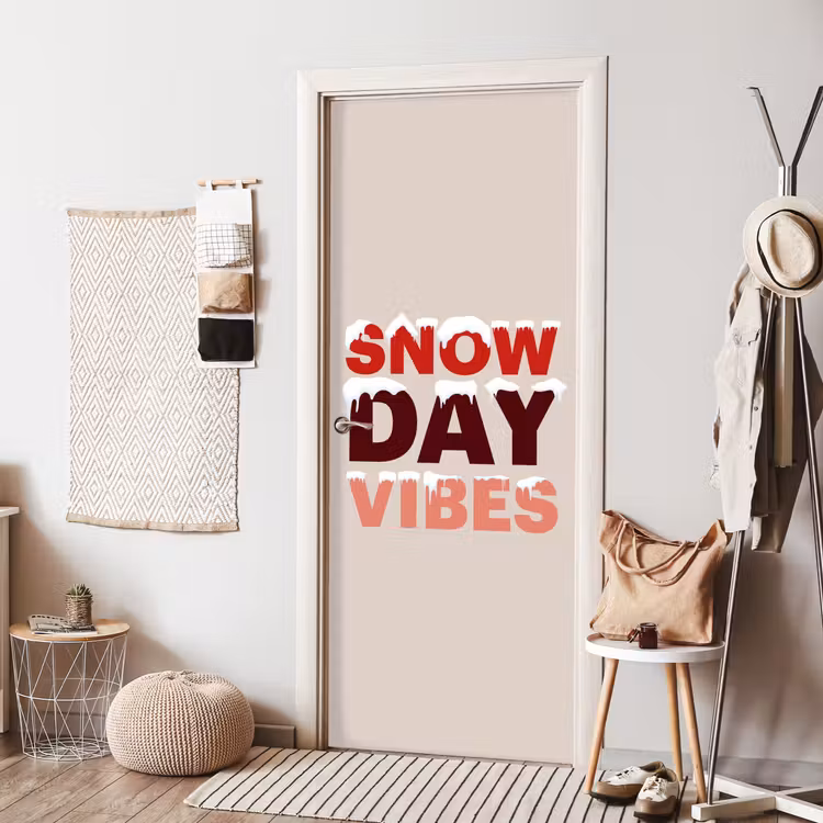Deursticker - Sneeuw - Kerst - Tekst - Rood — 8