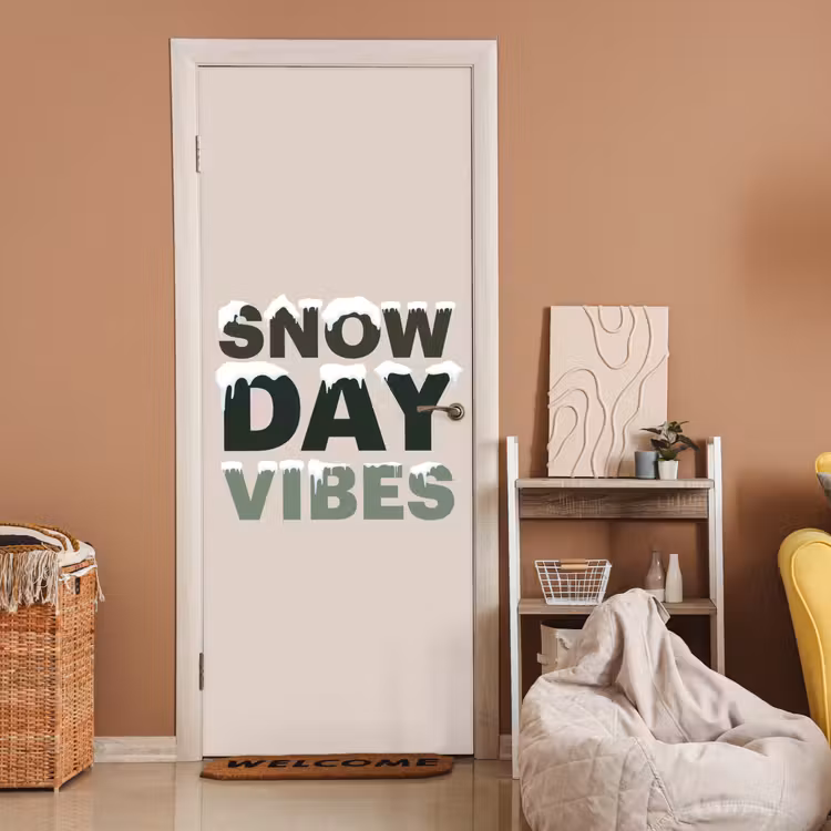 Deursticker - Sneeuw - Tekst - Kerst - Beige — 2