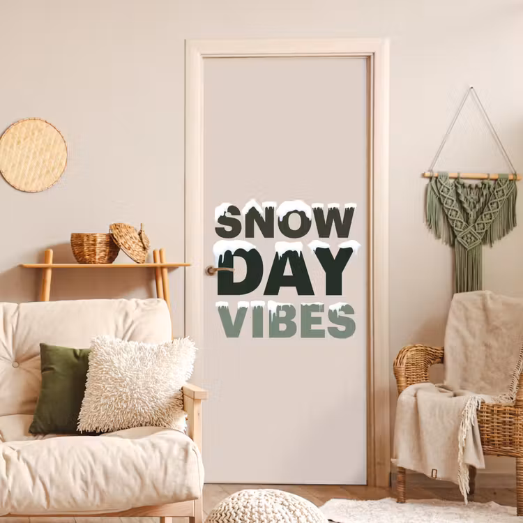 Deursticker - Sneeuw - Tekst - Kerst - Beige — 4