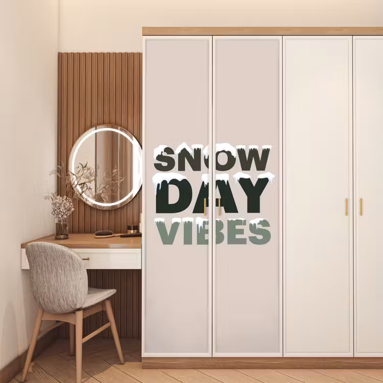 Deursticker - Sneeuw - Tekst - Kerst - Beige — 5