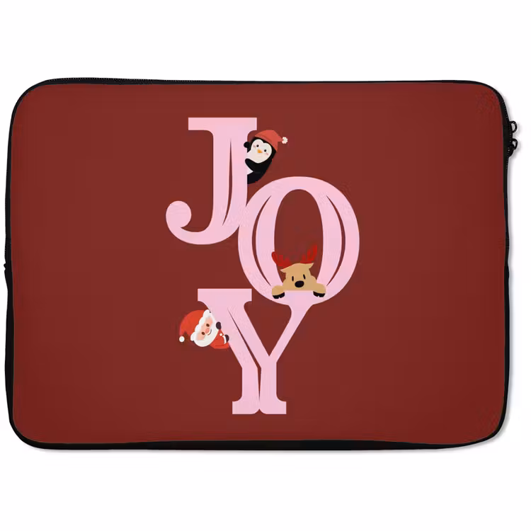 Laptophoes Joy - Kerst - Animatie - Rood - Roze — 1