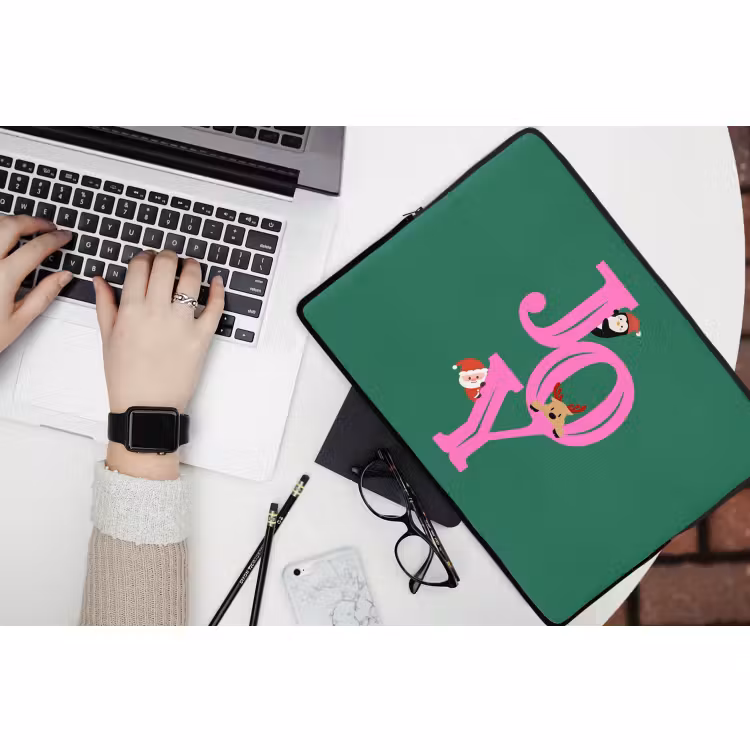 Laptophoes Joy - Kerst - Animatie - Roze - Groen — 3