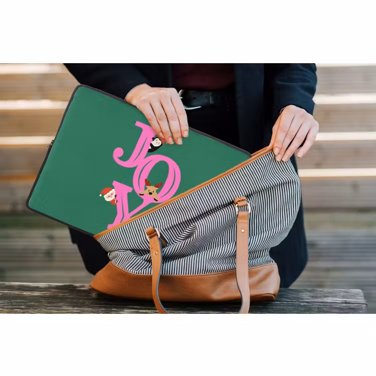 Laptophoes Joy - Kerst - Animatie - Roze - Groen — 4