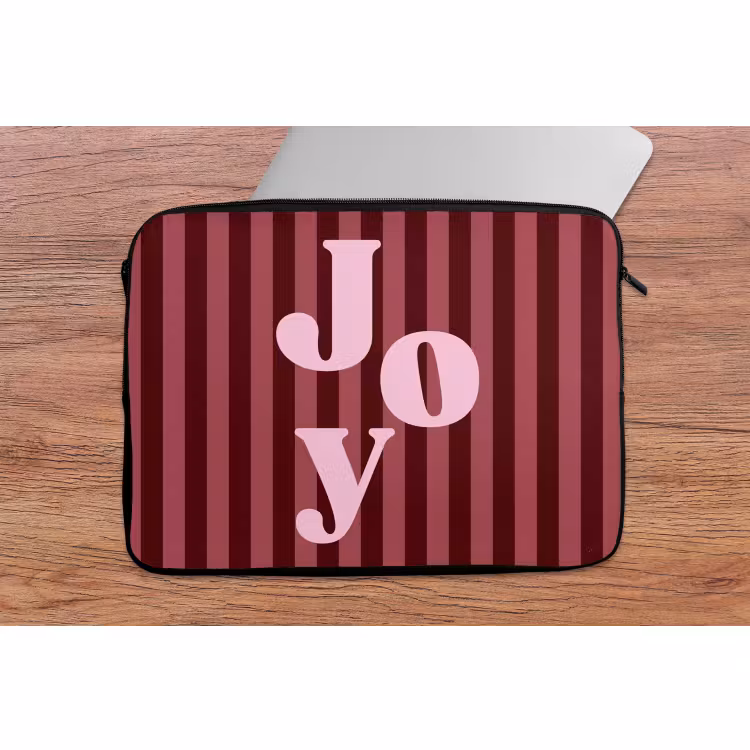 Laptophoes Joy - Kerst - Tekst - Roze — 2
