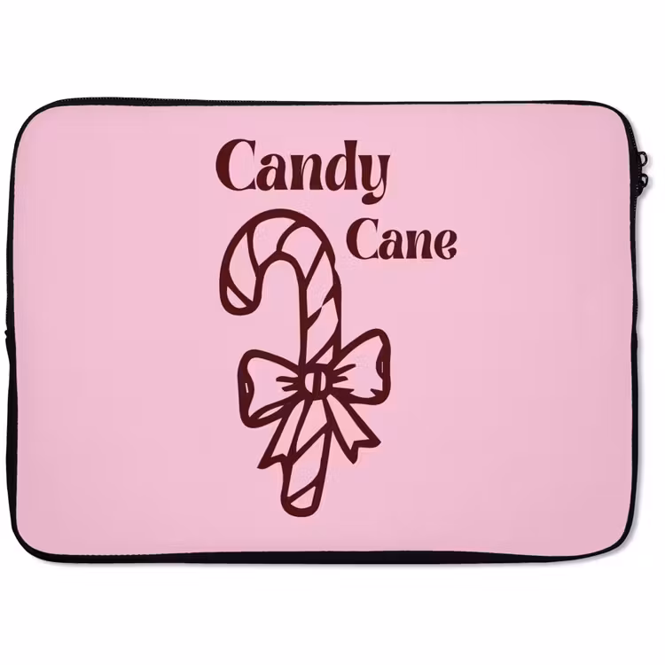 Laptophoes Kerst - Snoep - Tekst - Bruin - Roze — 1