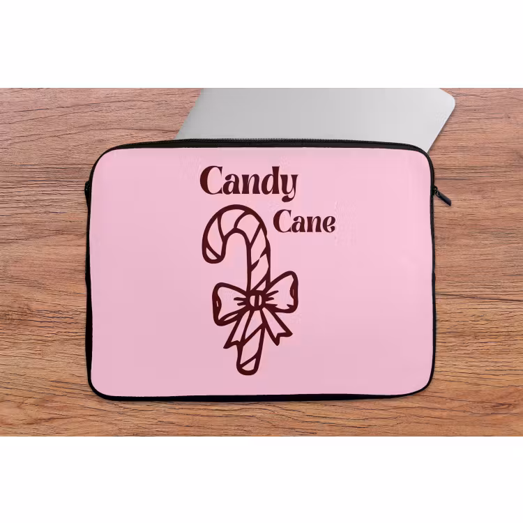 Laptophoes Kerst - Snoep - Tekst - Bruin - Roze — 2